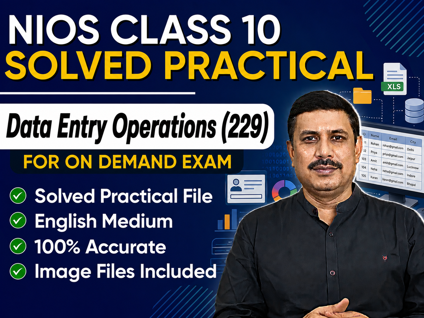 NIOS CLASS 10 Data Entry Operations (229) Solved Practical English Medium For On Demand Exam June-Sept 2026