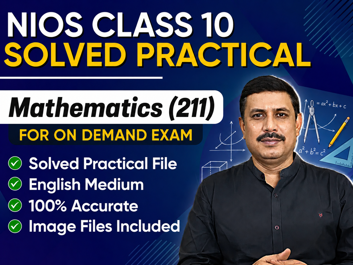 NIOS CLASS 10 Mathematics (211) Solved Practical English Medium For On Demand Exam June-Sept 2026