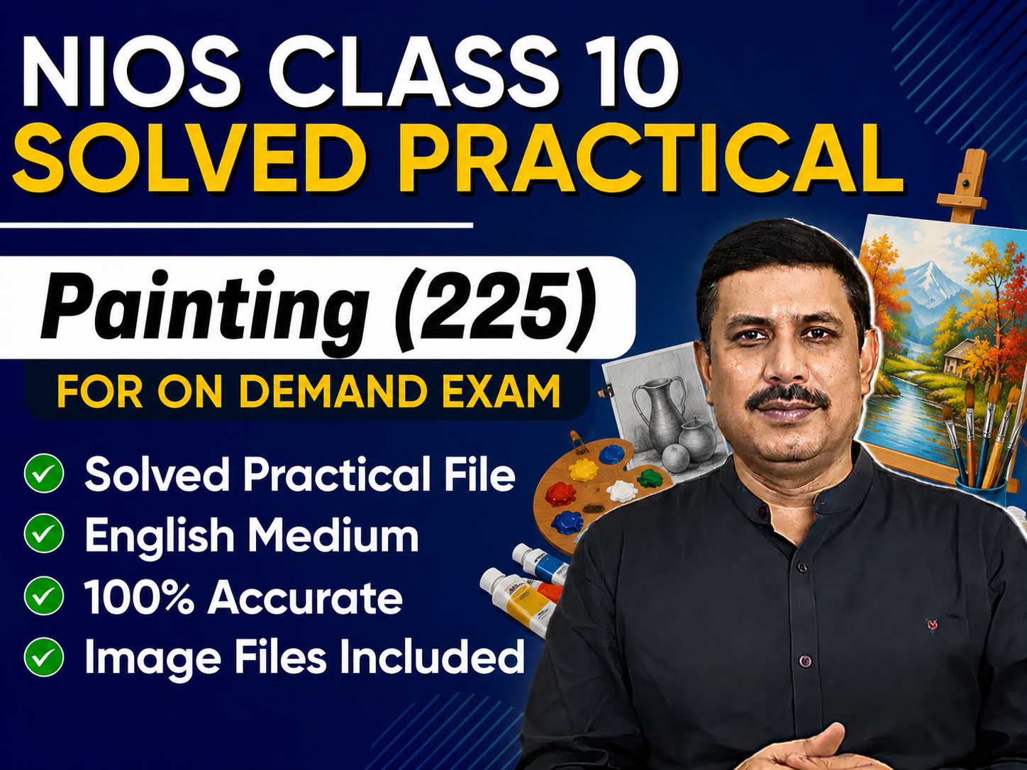 NIOS CLASS 10 Painting (225) Solved Practical English Medium For On Demand Exam June-Sept 2026
