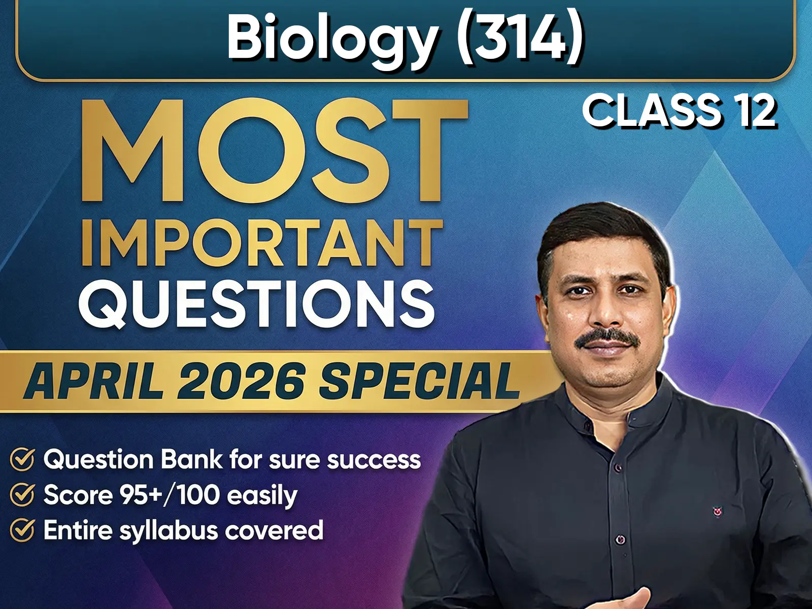 NIOS CLASS 12 Biology (314) Important Question English Medium | April 2026 Exam