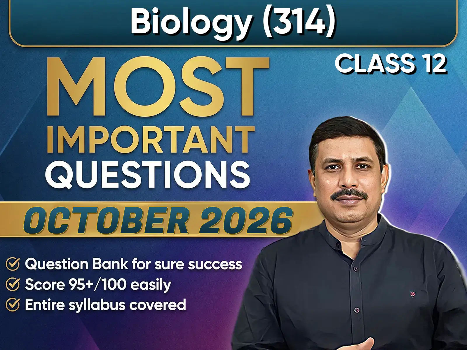 NIOS CLASS 12 Biology (314) Important Question English Medium | October 2026 Exam