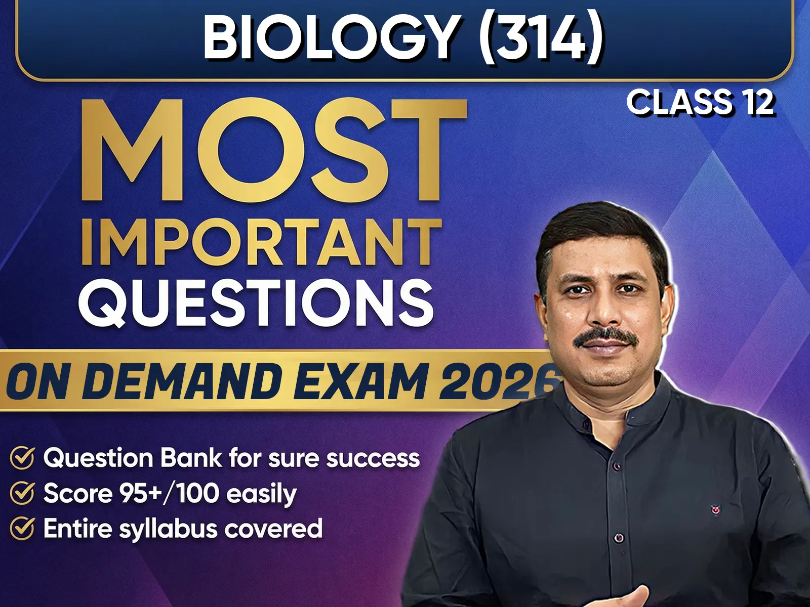 NIOS CLASS 12 Biology (314) Important Question English Medium | On Demand Exam June-September 2026