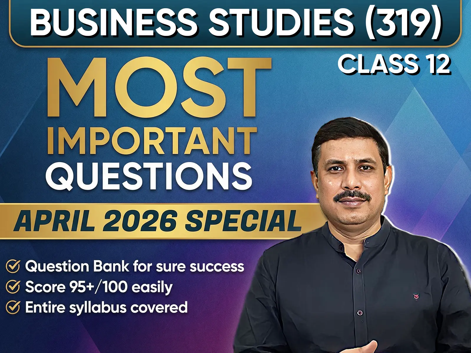 NIOS CLASS 12 Business Studies (319) Important Question English Medium | April 2026