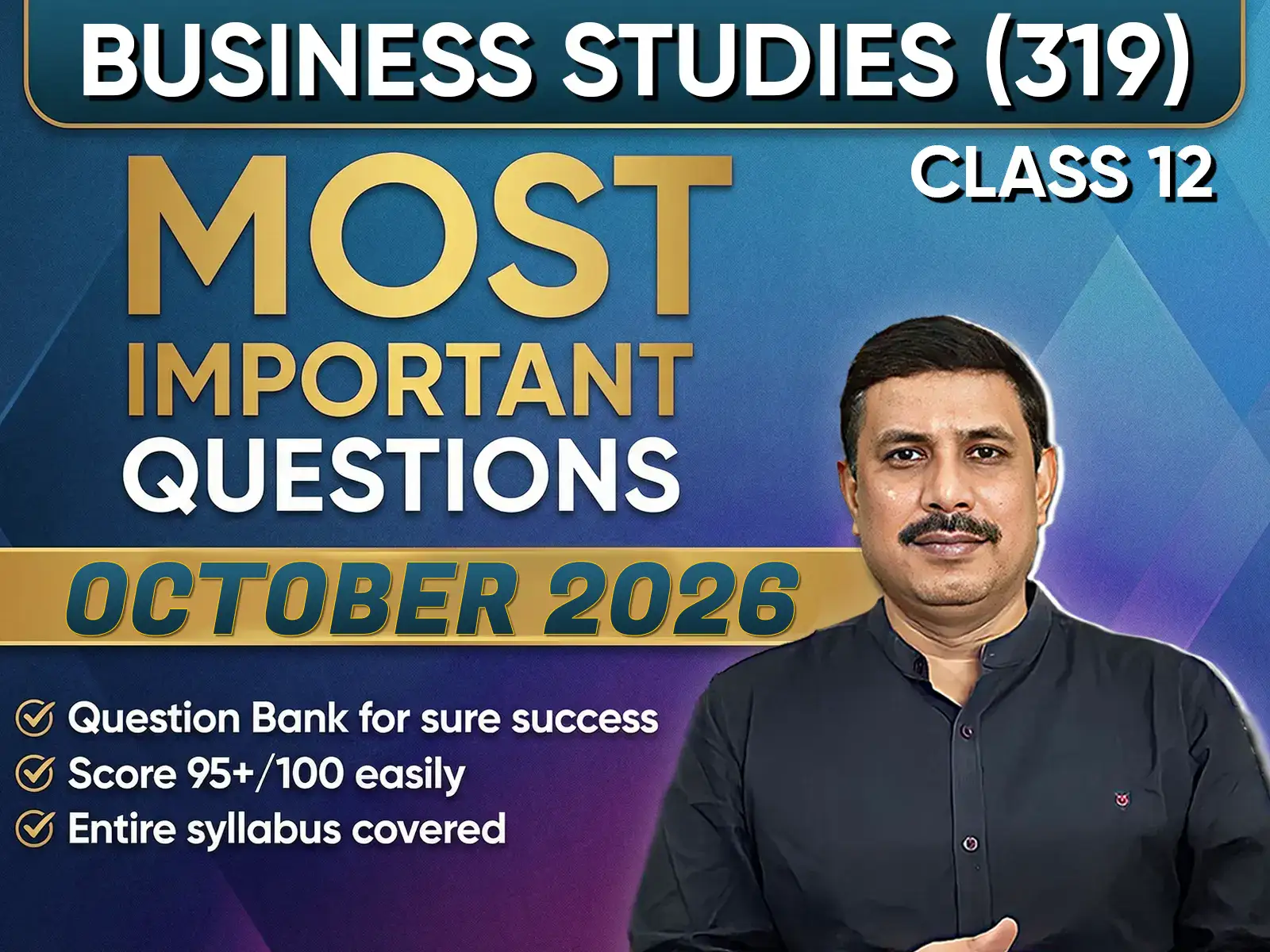 NIOS CLASS 12 Business Studies (319) Important Question English Medium | October 2026