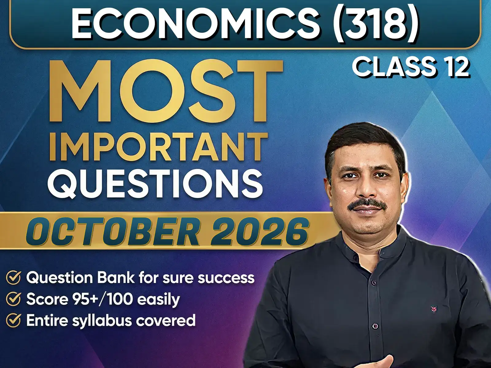NIOS CLASS 12 Economics (318) Important Question English Medium | October 2026