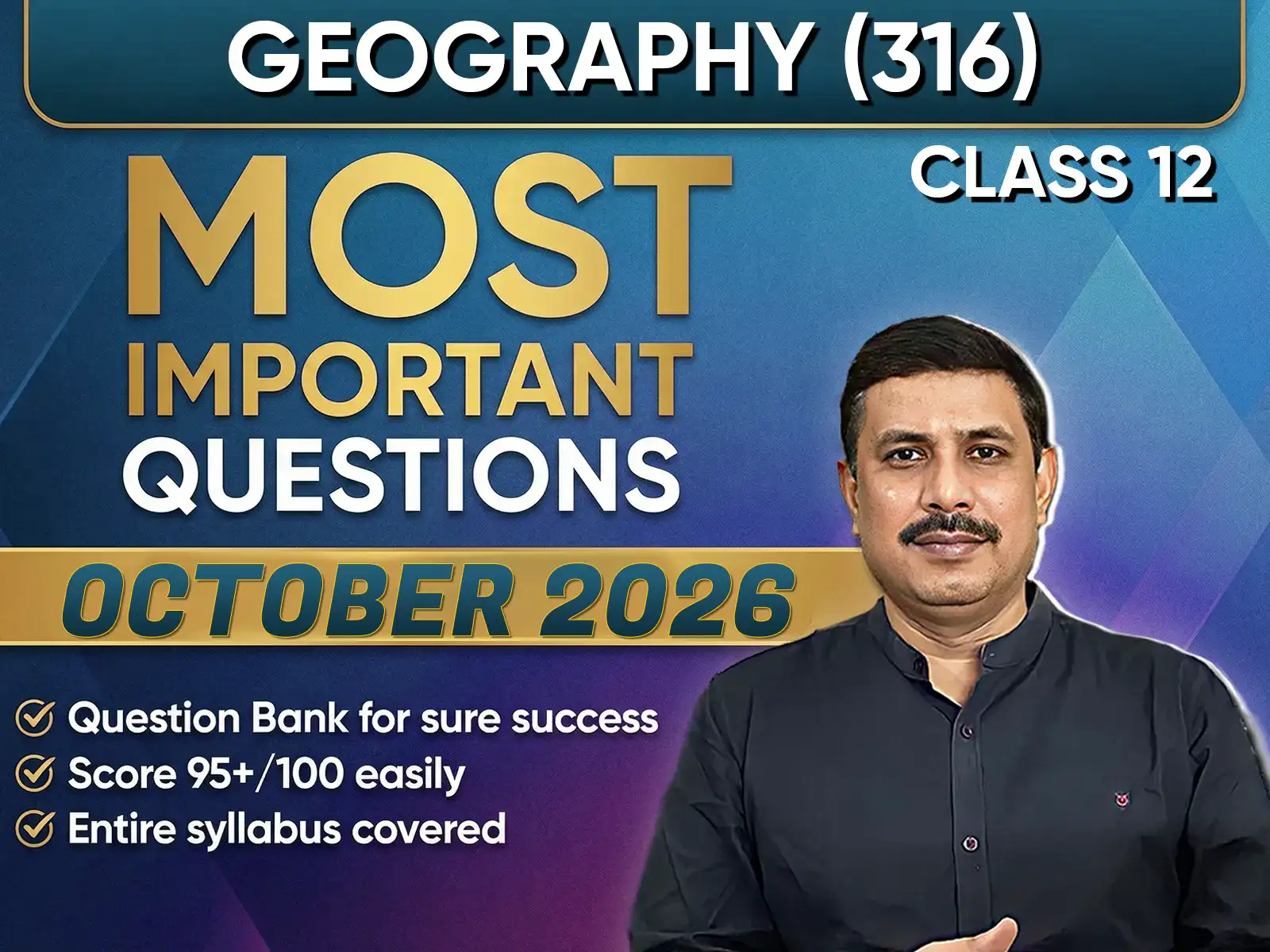 NIOS CLASS 12 Geography (316) Important Question English Medium | October 2026 Exam