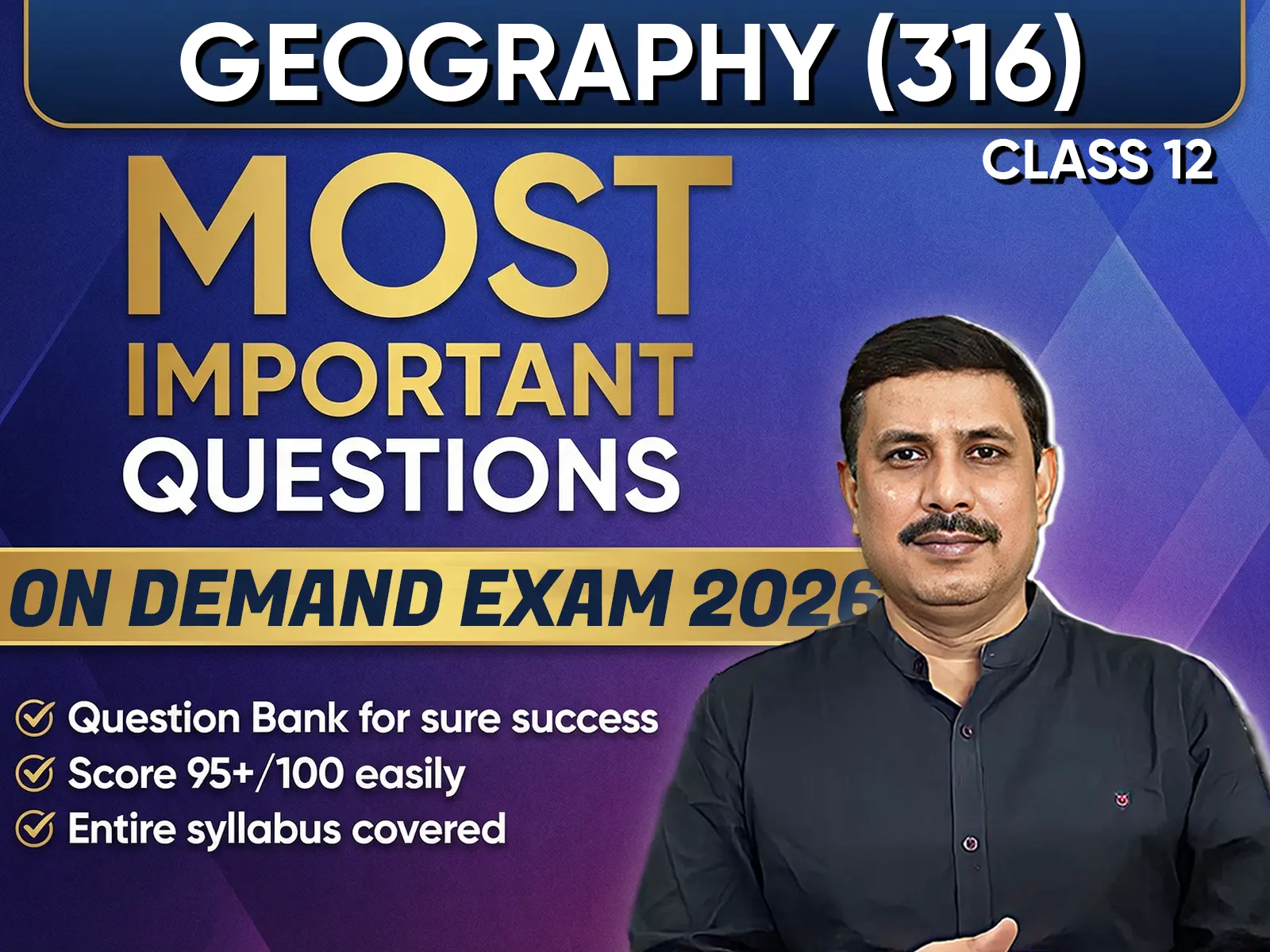 NIOS CLASS 12 Geography (316) Important Question English Medium | On Demand Exam Jan-March 2026