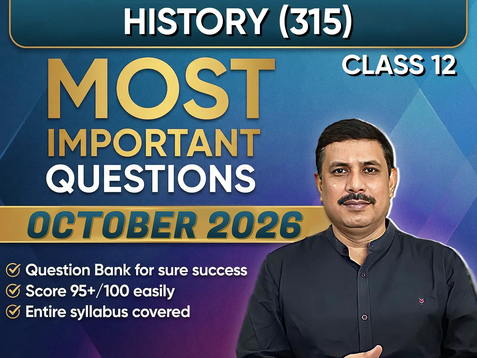 NIOS CLASS 12 History (315) Important Question English Medium | October 2026 Exam