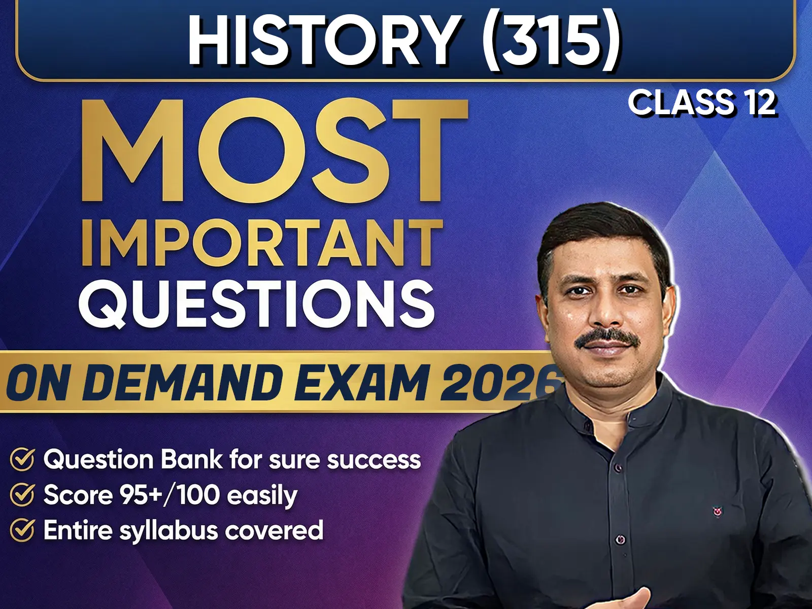 NIOS CLASS 12 History (315) Important Question English Medium | On Demand Exam Jan-March 2026