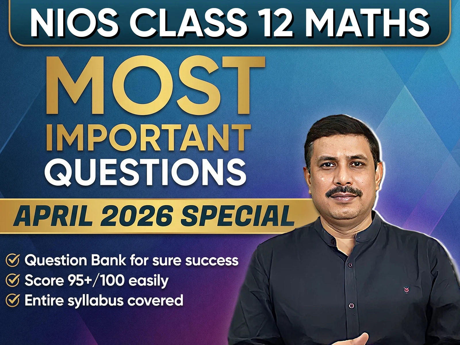 NIOS CLASS 12 Mathematics (311) Important Question English Medium | April 2026 Exam