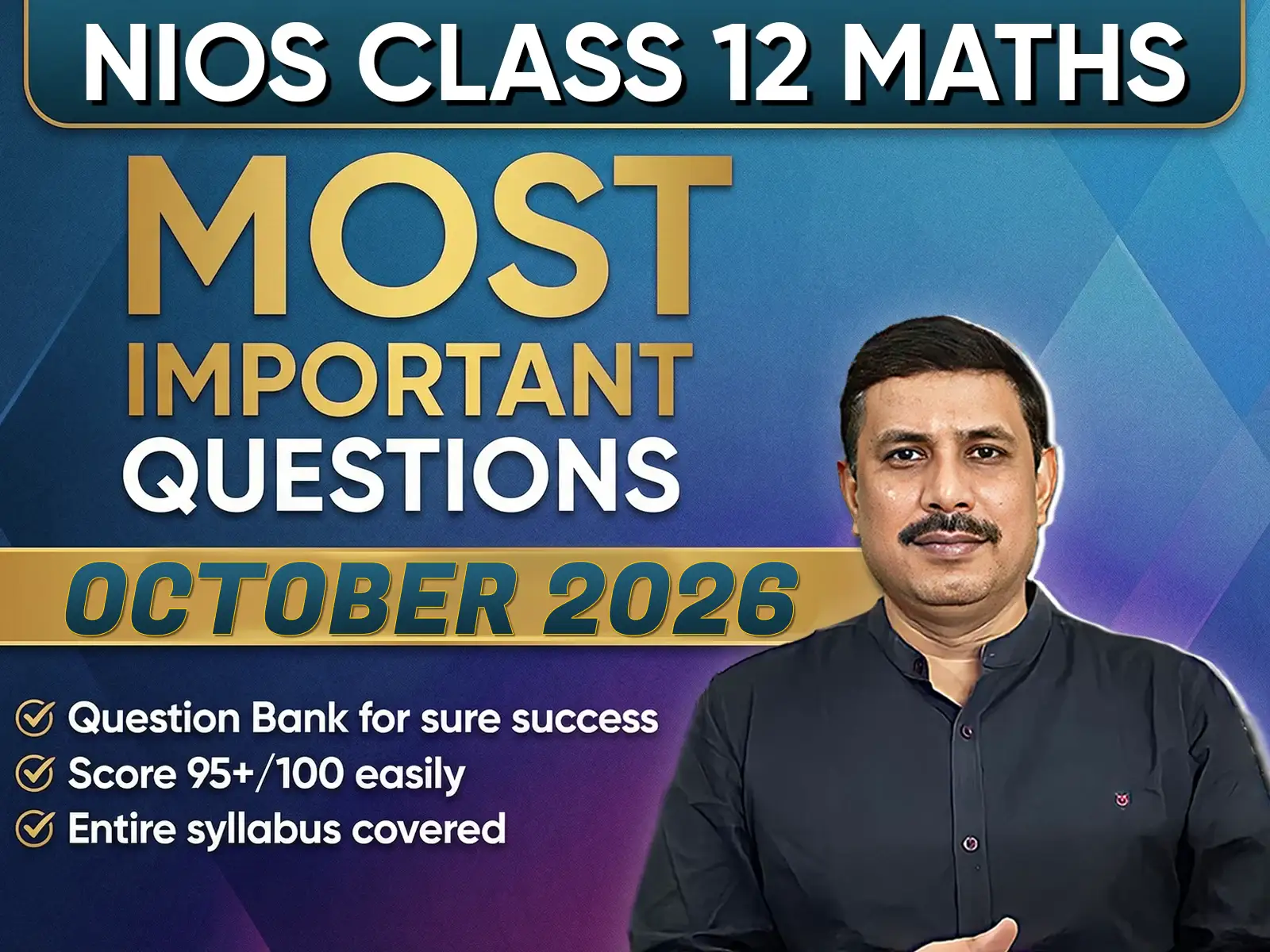 NIOS CLASS 12 Mathematics (311) Important Question English Medium | October 2026 Exam