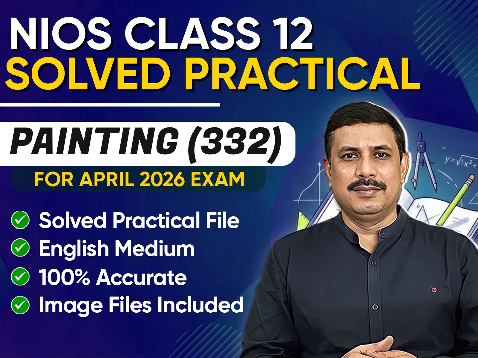 NIOS CLASS 12TH Painting (332) SOLVED Practical File | English Medium
