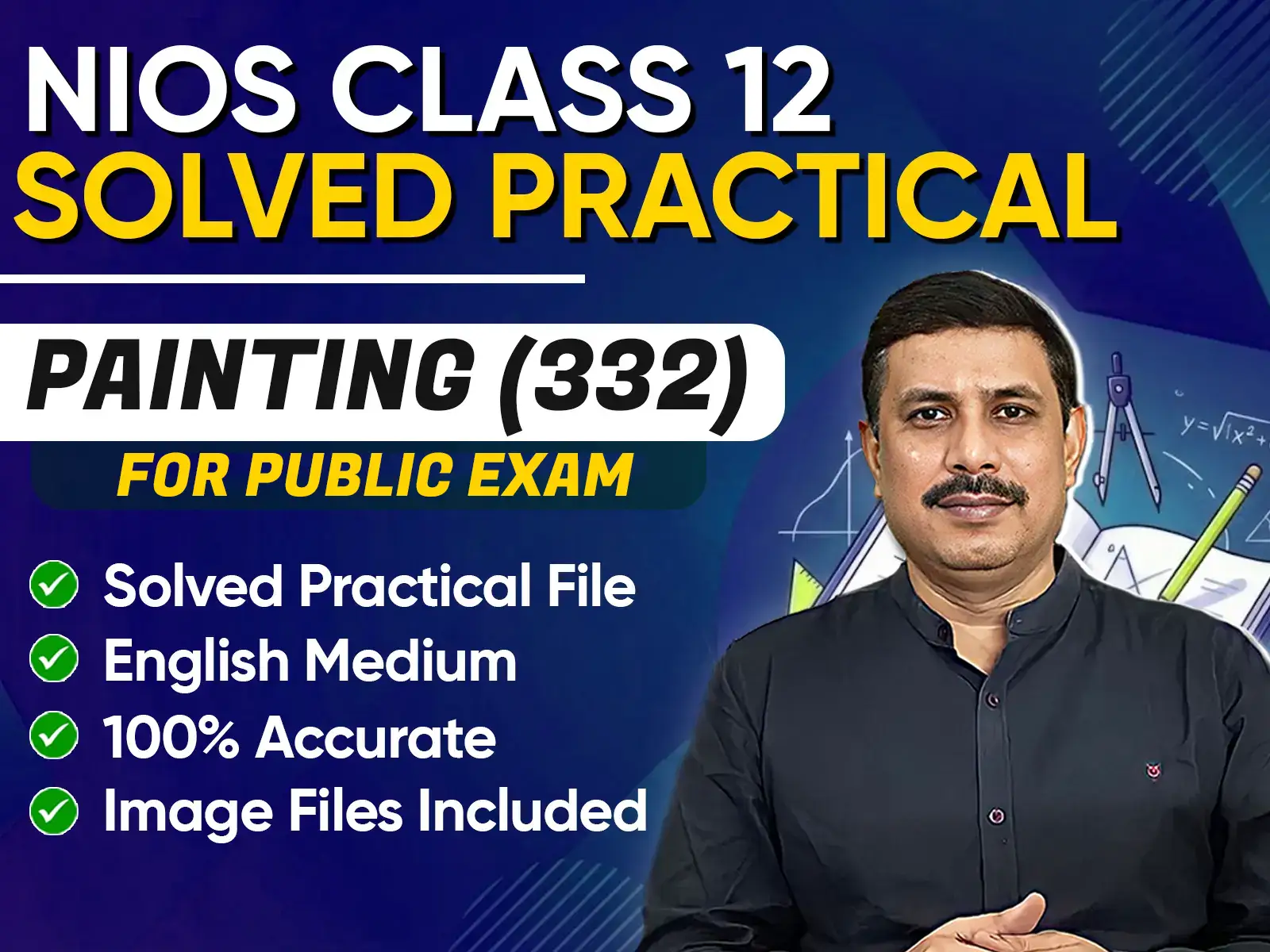 NIOS CLASS 12TH Painting (332) SOLVED Practical File | English Medium