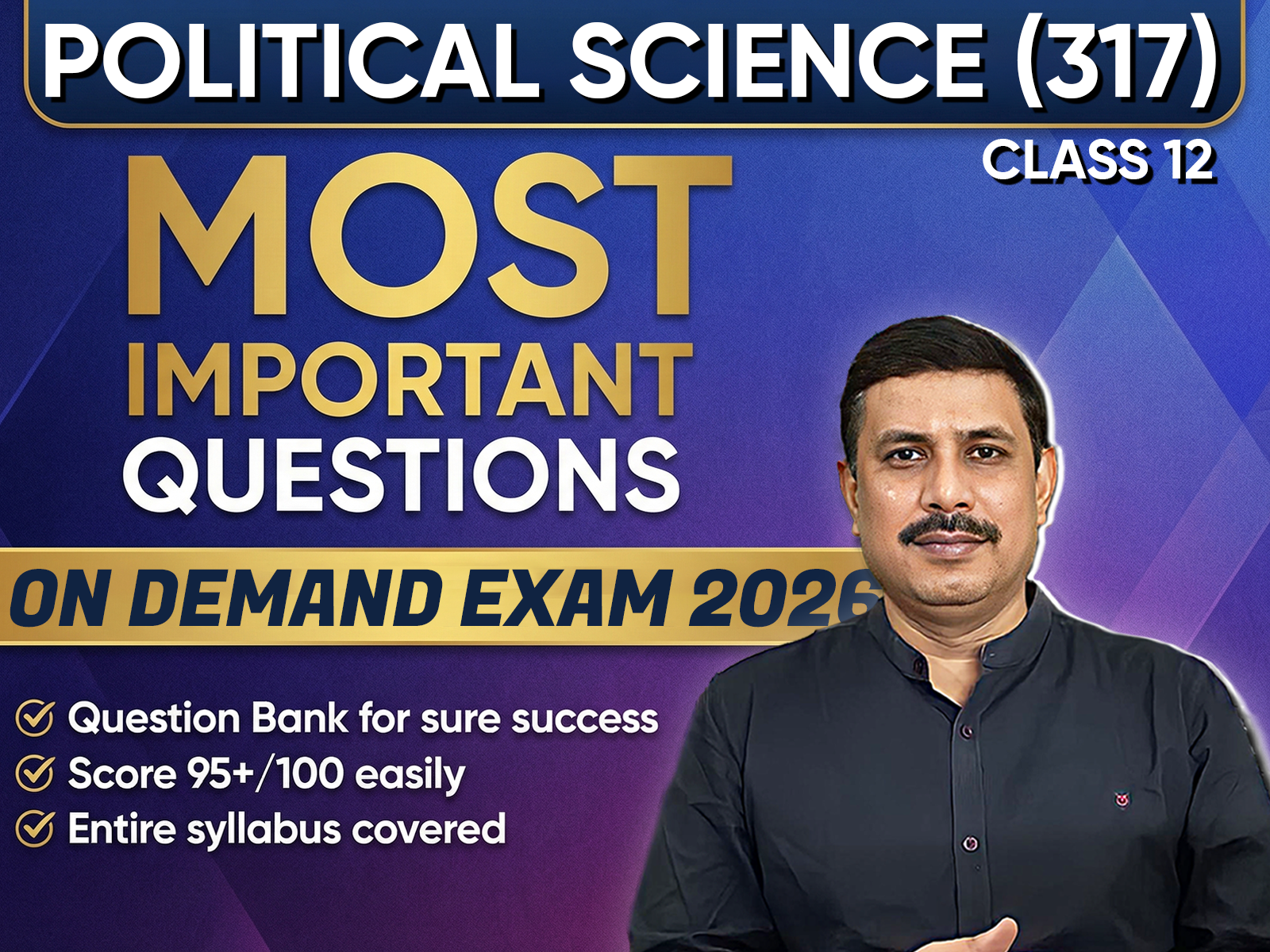 NIOS CLASS 12 Political Science (317) Important Question English Medium | On Demand Exam Jan-March 2026