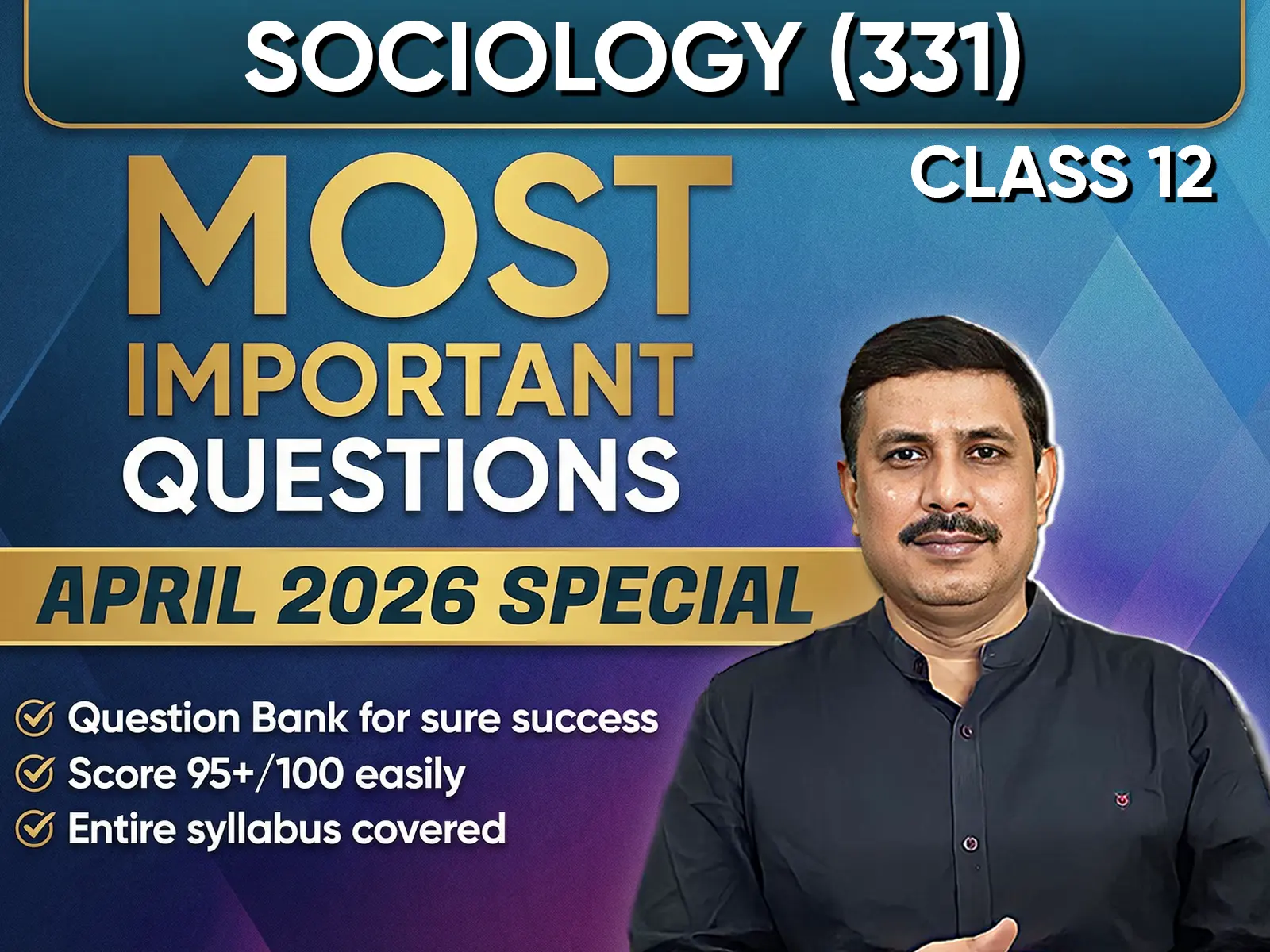 NIOS CLASS 12 Sociology (331) Important Question English Medium | April 2026 Exam