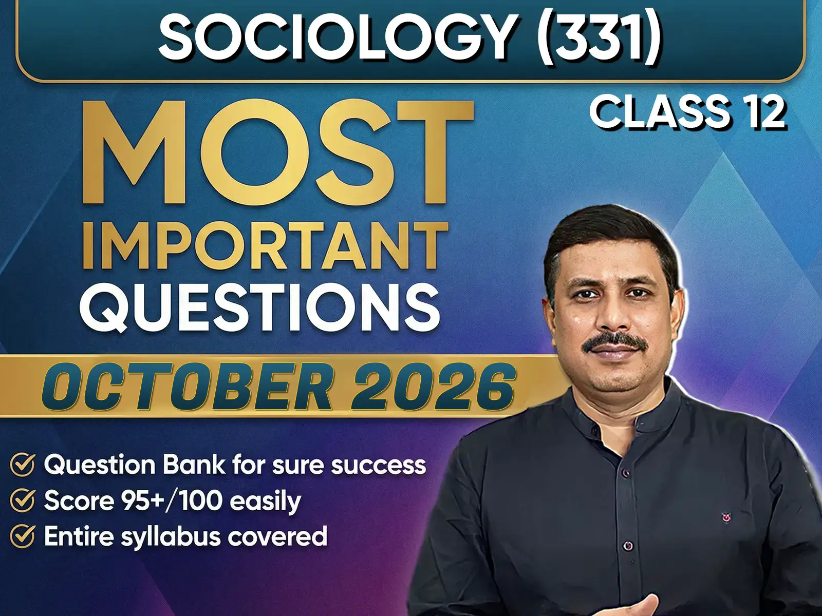 NIOS CLASS 12 Sociology (331) Important Question English Medium | October 2026 Exam